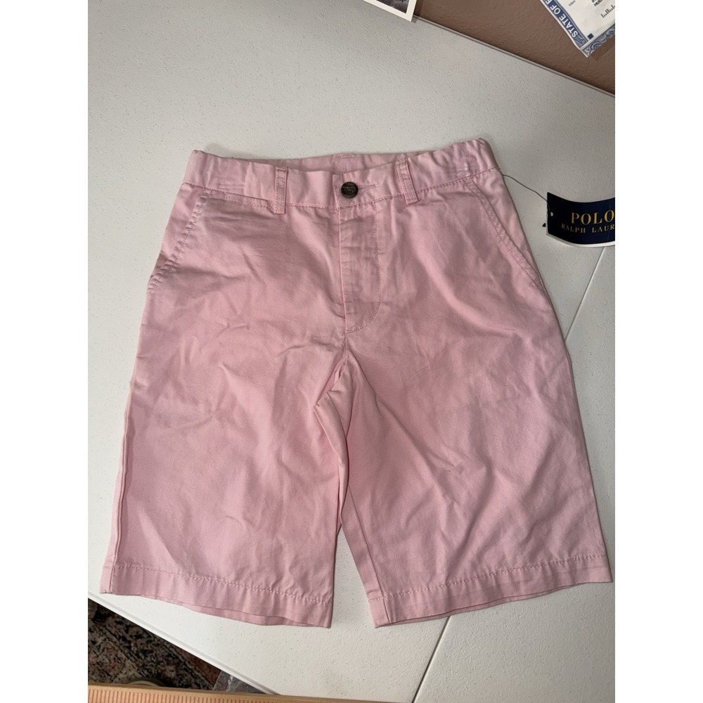 L@@K-Cute Pair of Girls Pink Ralph Lauren Polo Classic Chino Shorts Sz 7 Adj Wst